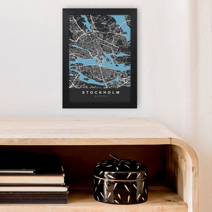 Stockholm Art Print by UrbanMaps A4 White Frame