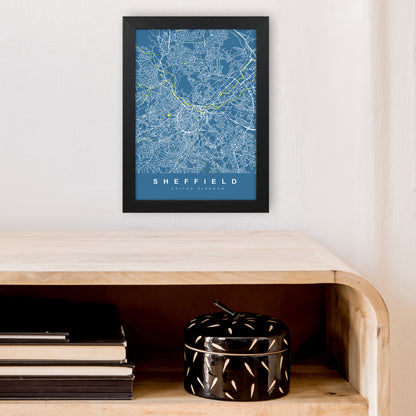 Sheffield II Art Print by UrbanMaps A4 White Frame