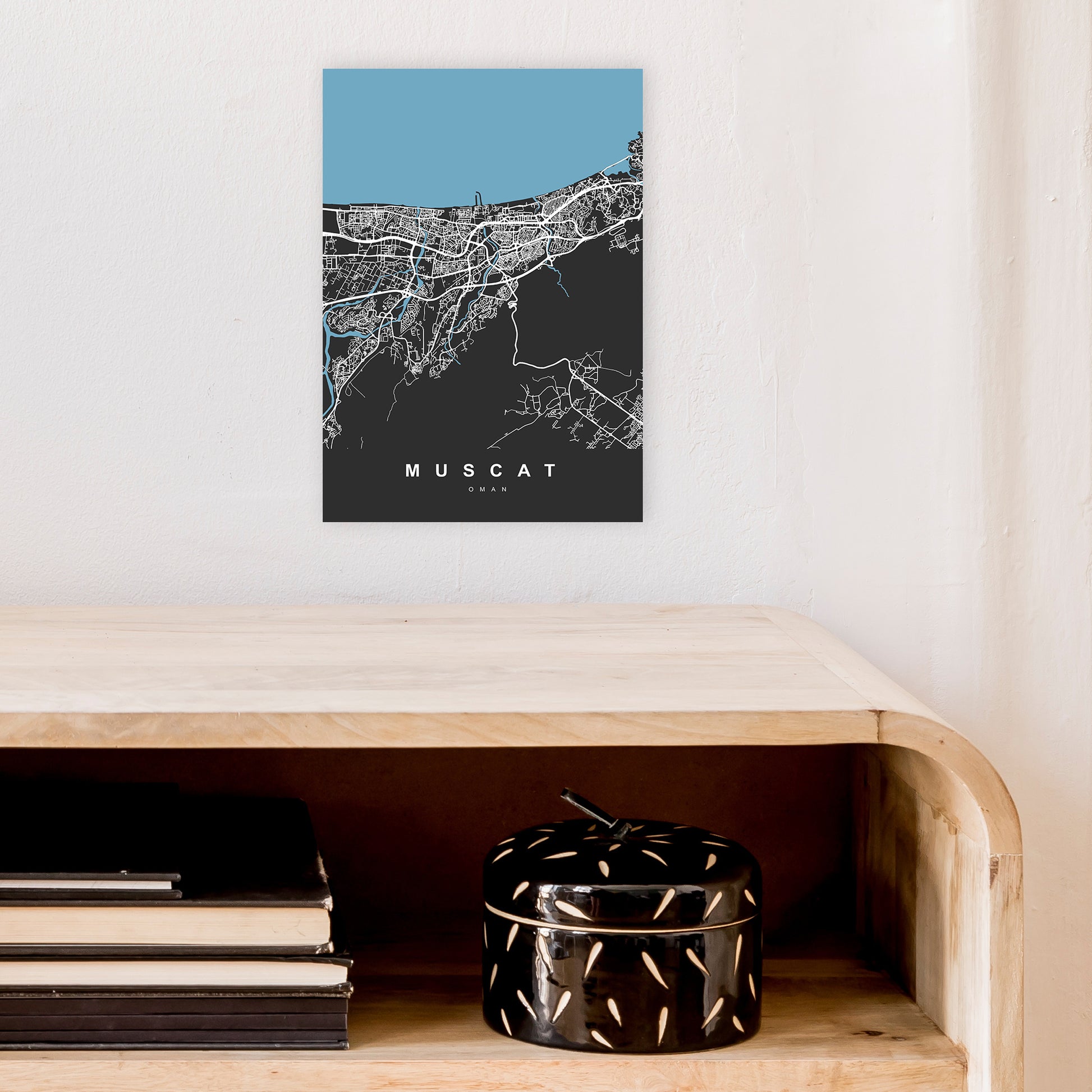 Muscat Art Print by UrbanMaps A4 Black Frame