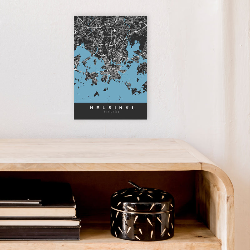 Helsinki Art Print by UrbanMaps A4 Black Frame