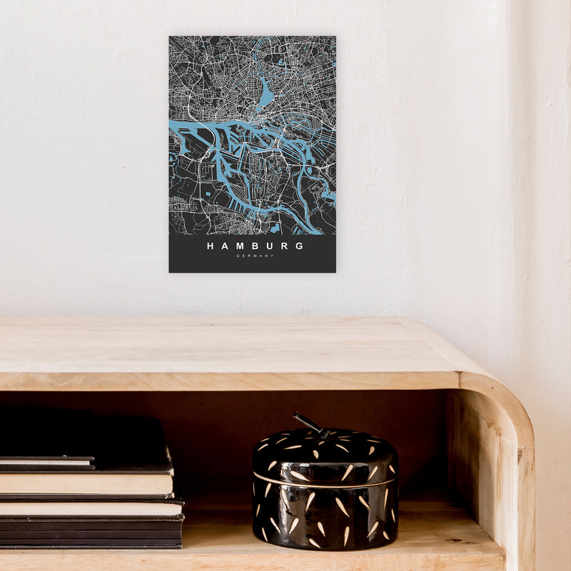 Hamburg Art Print by UrbanMaps A4 Black Frame