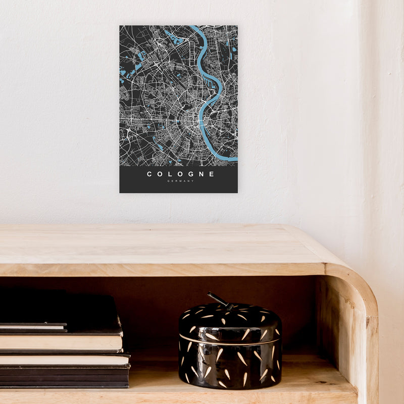 Cologne Art Print by UrbanMaps A4 Black Frame
