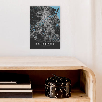 Brisbane II Art Print by UrbanMaps A4 Black Frame