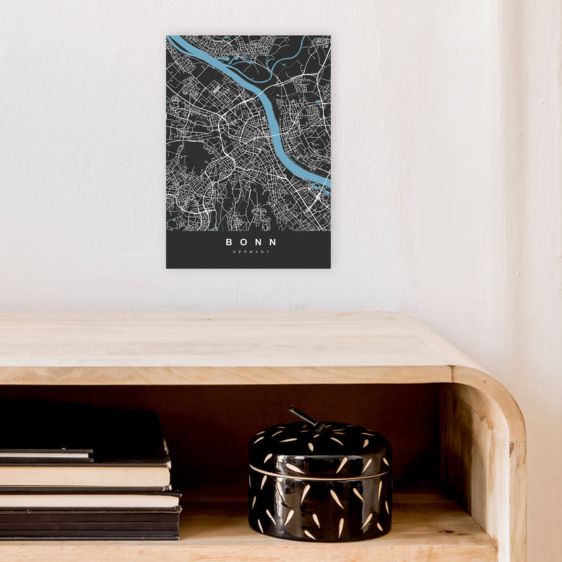 Bonn Art Print by UrbanMaps A4 Black Frame