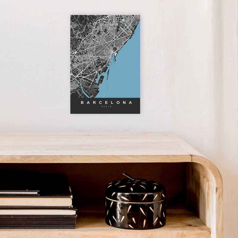 Barcelona Art Print by UrbanMaps A4 Black Frame