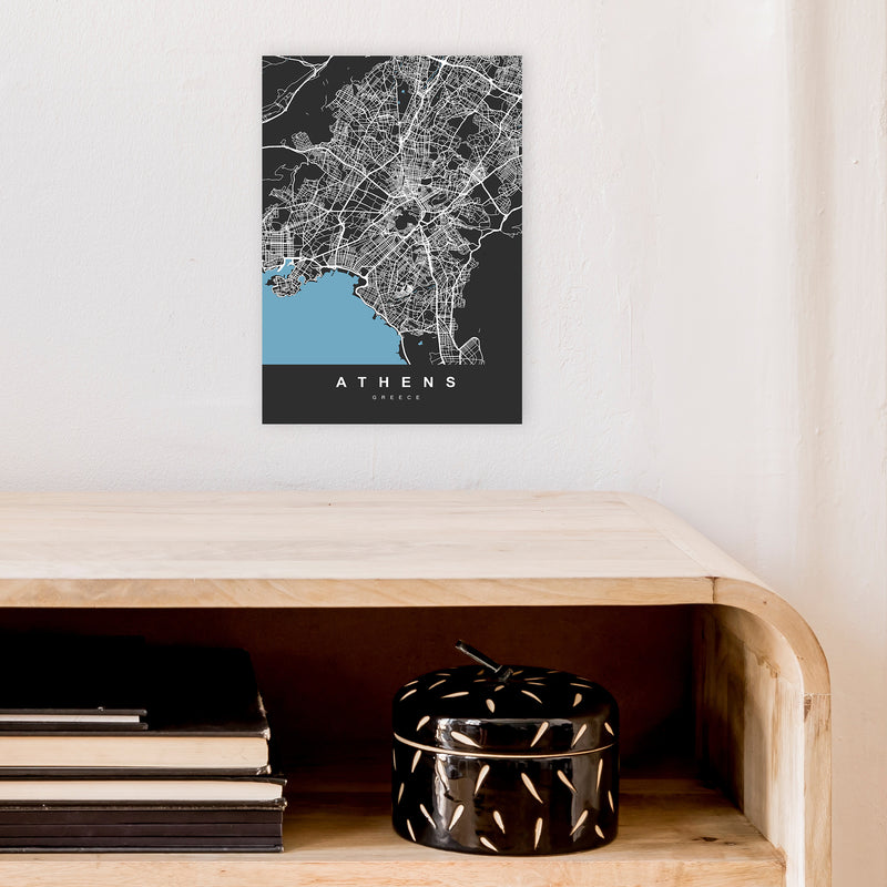 Athens Art Print by UrbanMaps A4 Black Frame
