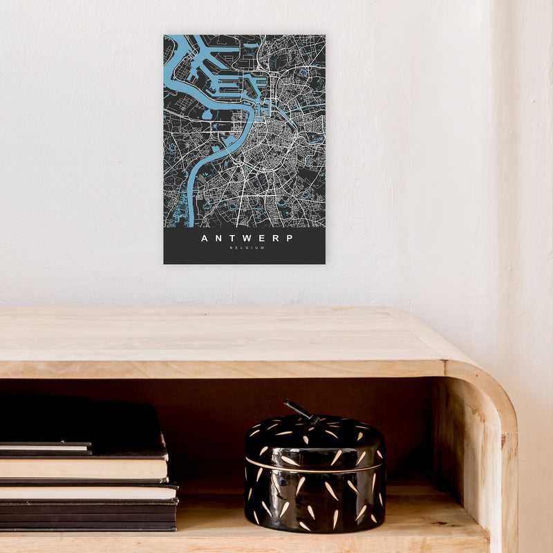 Antwerp Art Print by UrbanMaps A4 Black Frame