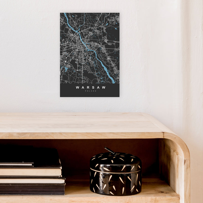 Warsaw Art Print by UrbanMaps A4 Black Frame