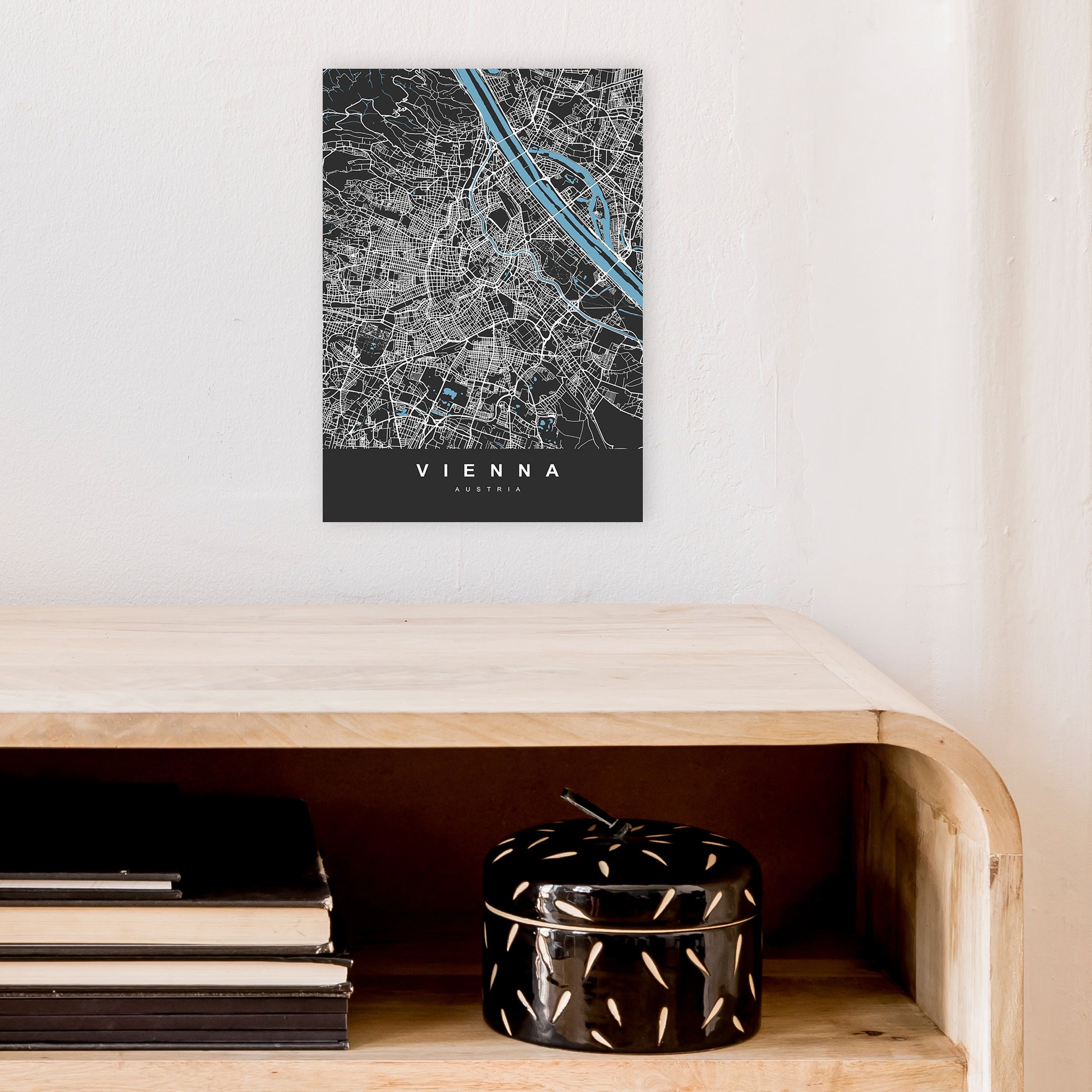 Vienna Art Print by UrbanMaps A4 Black Frame