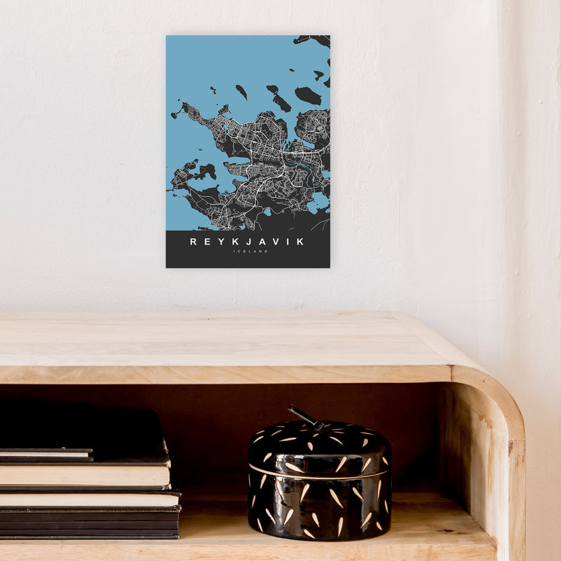 Reykjavik Art Print by UrbanMaps A4 Black Frame