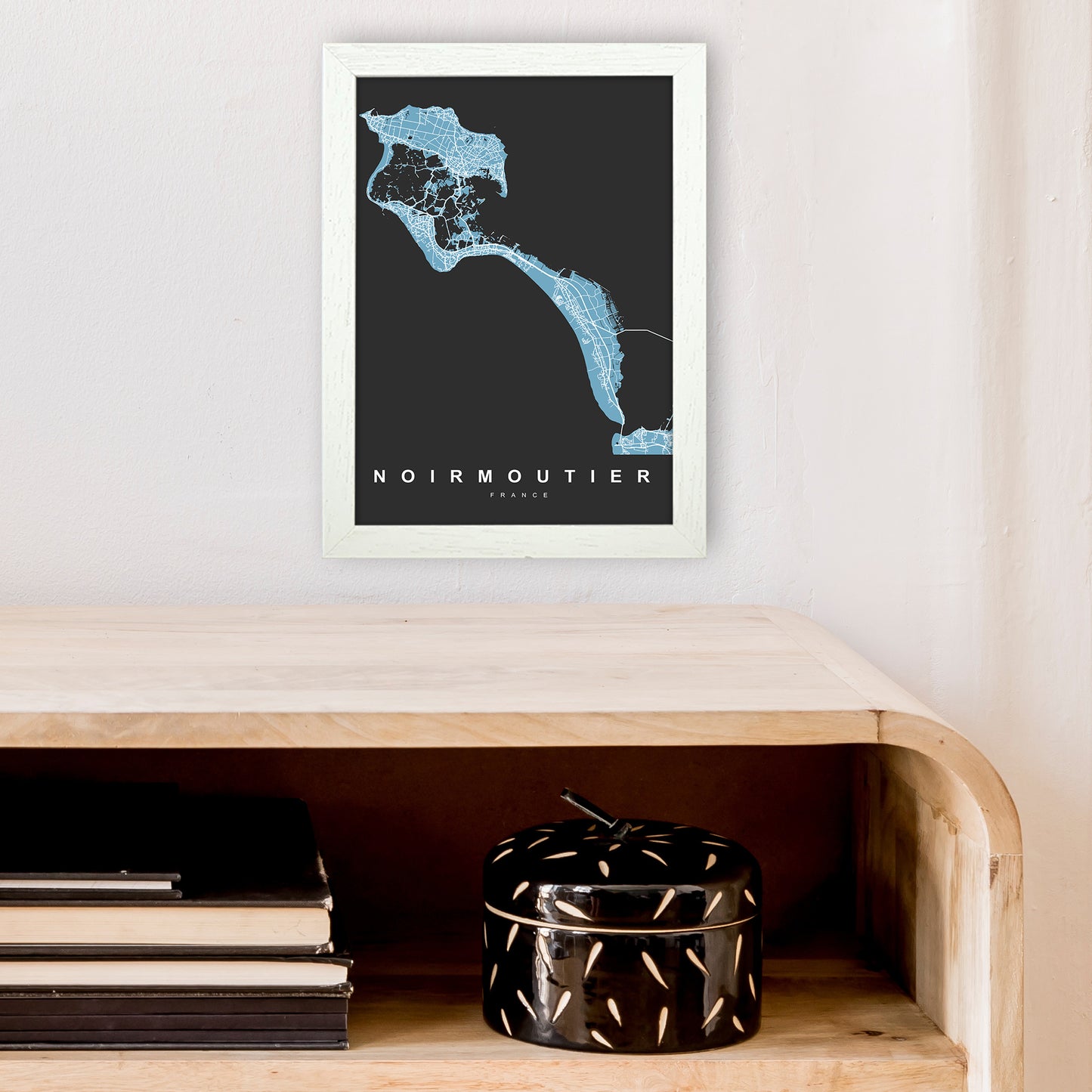 Noirmoutier Art Print by UrbanMaps A4 Oak Frame