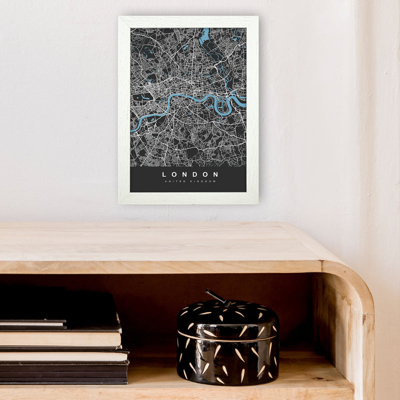 London III Art Print by UrbanMaps A4 Oak Frame