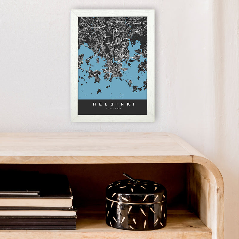 Helsinki Art Print by UrbanMaps A4 Oak Frame