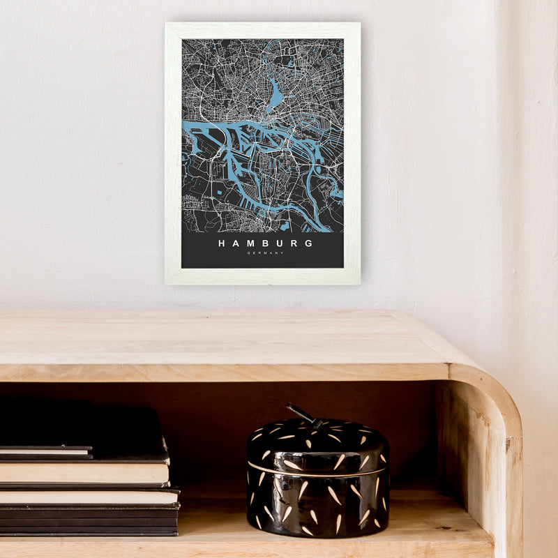 Hamburg Art Print by UrbanMaps A4 Oak Frame