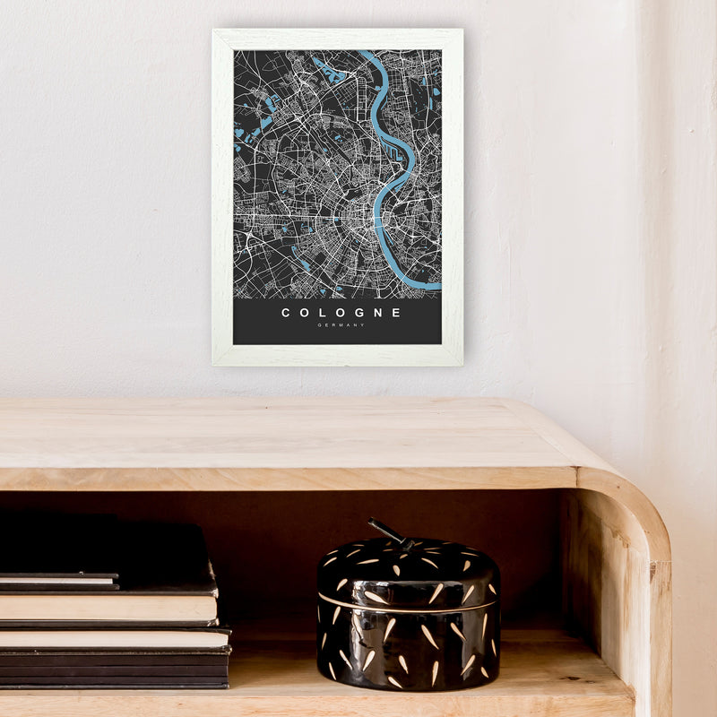 Cologne Art Print by UrbanMaps A4 Oak Frame