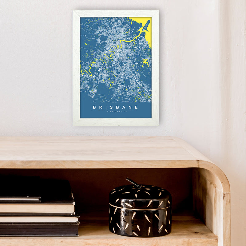Brisbane I Art Print by UrbanMaps A4 Oak Frame