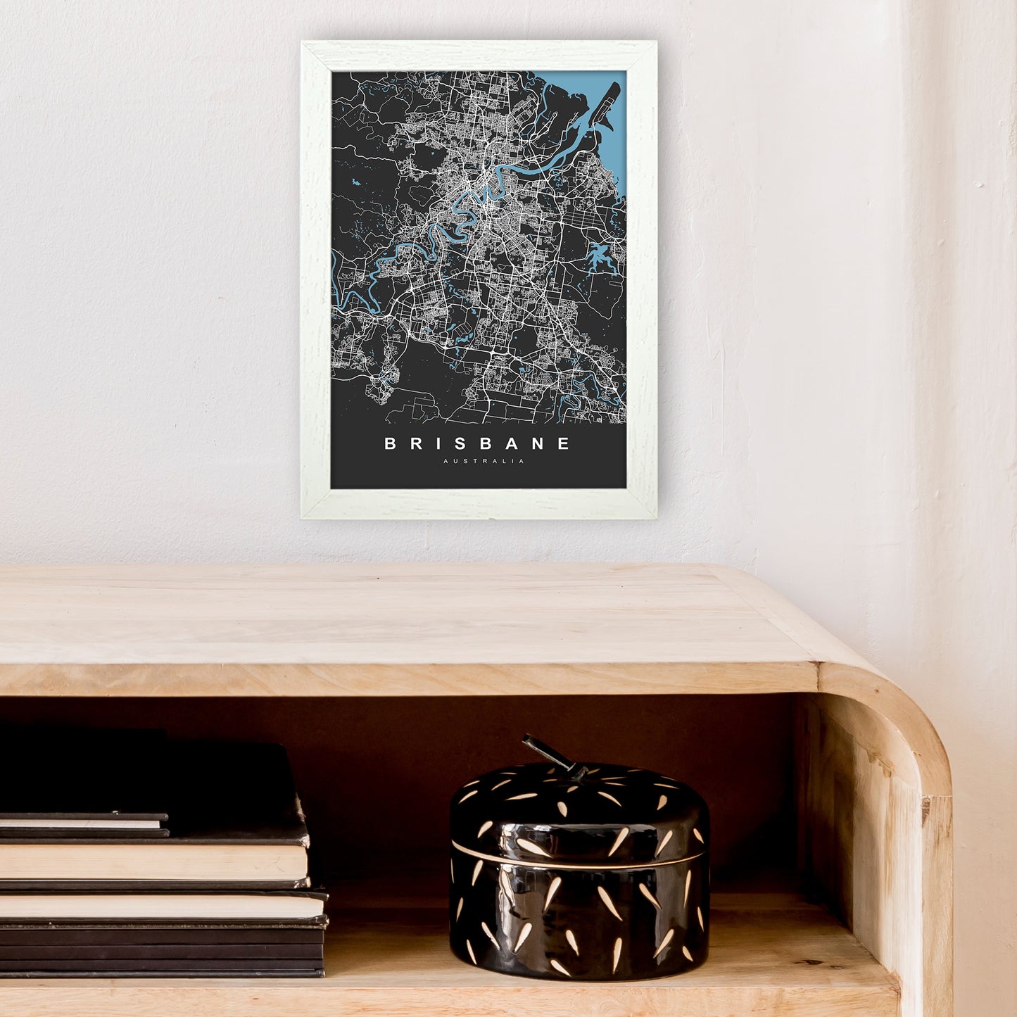 Brisbane II Art Print by UrbanMaps A4 Oak Frame