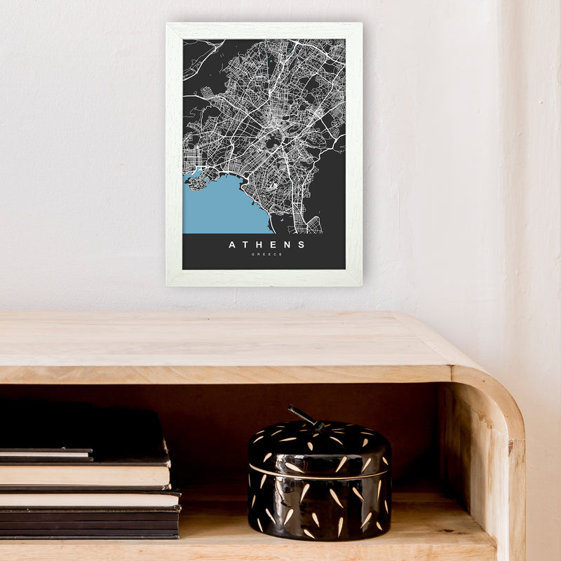 Athens Art Print by UrbanMaps A4 Oak Frame
