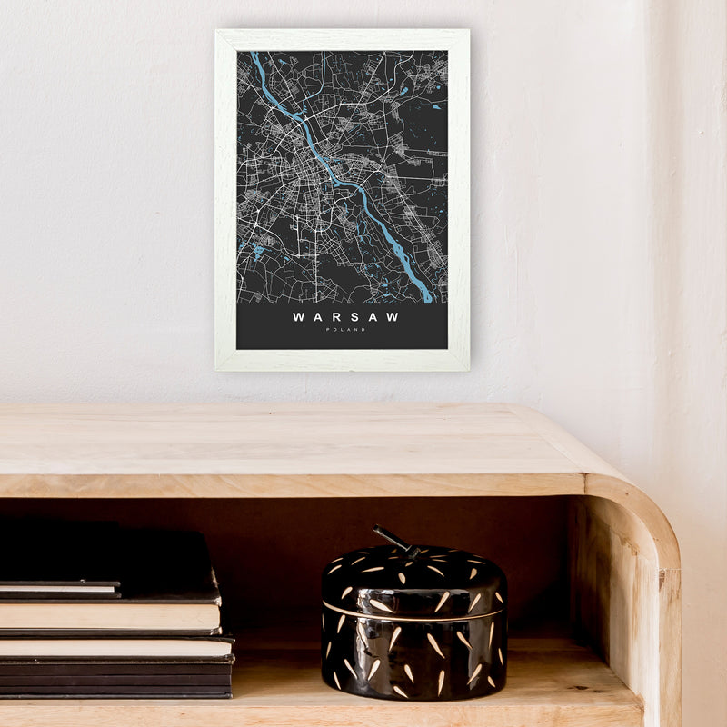 Warsaw Art Print by UrbanMaps A4 Oak Frame