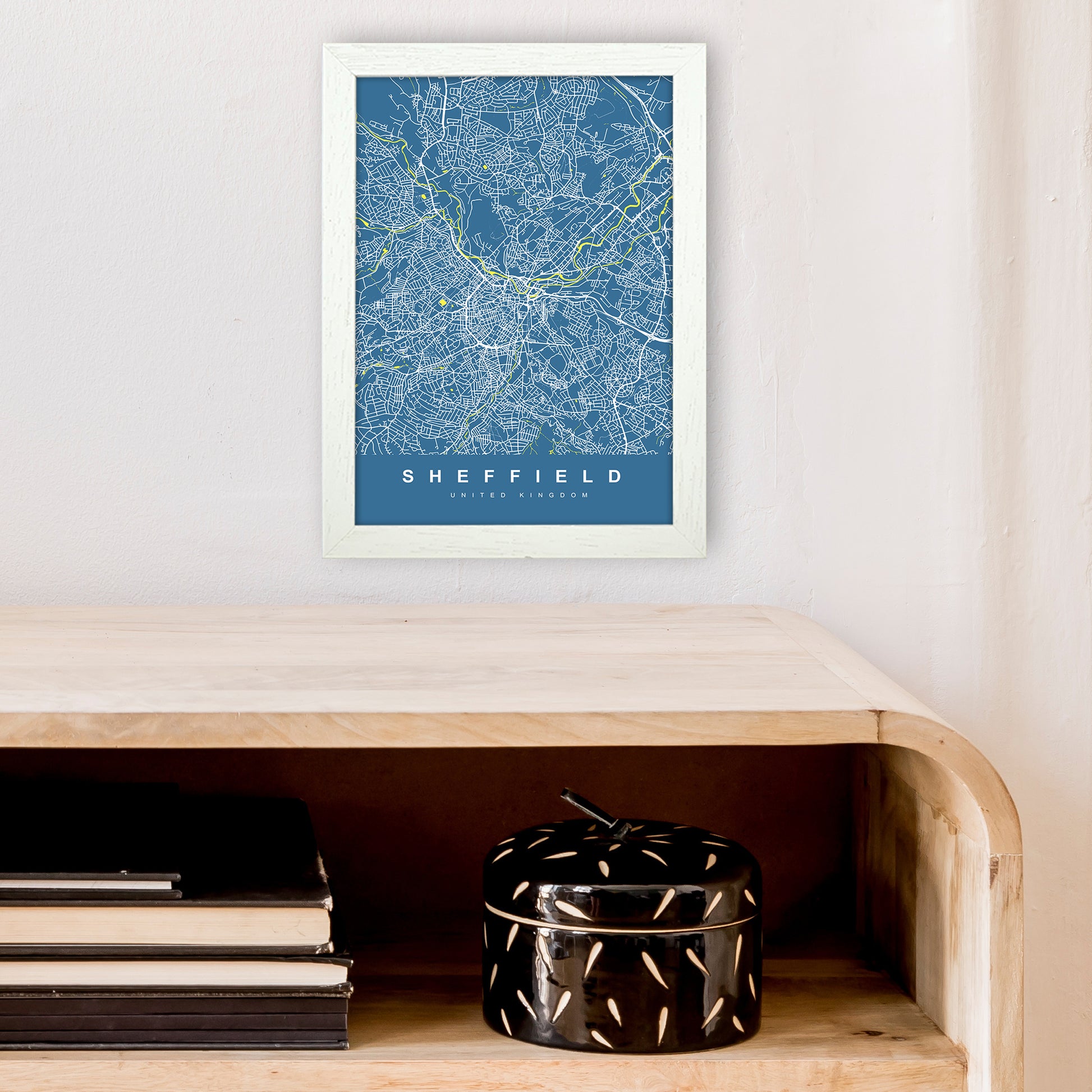 Sheffield II Art Print by UrbanMaps A4 Oak Frame