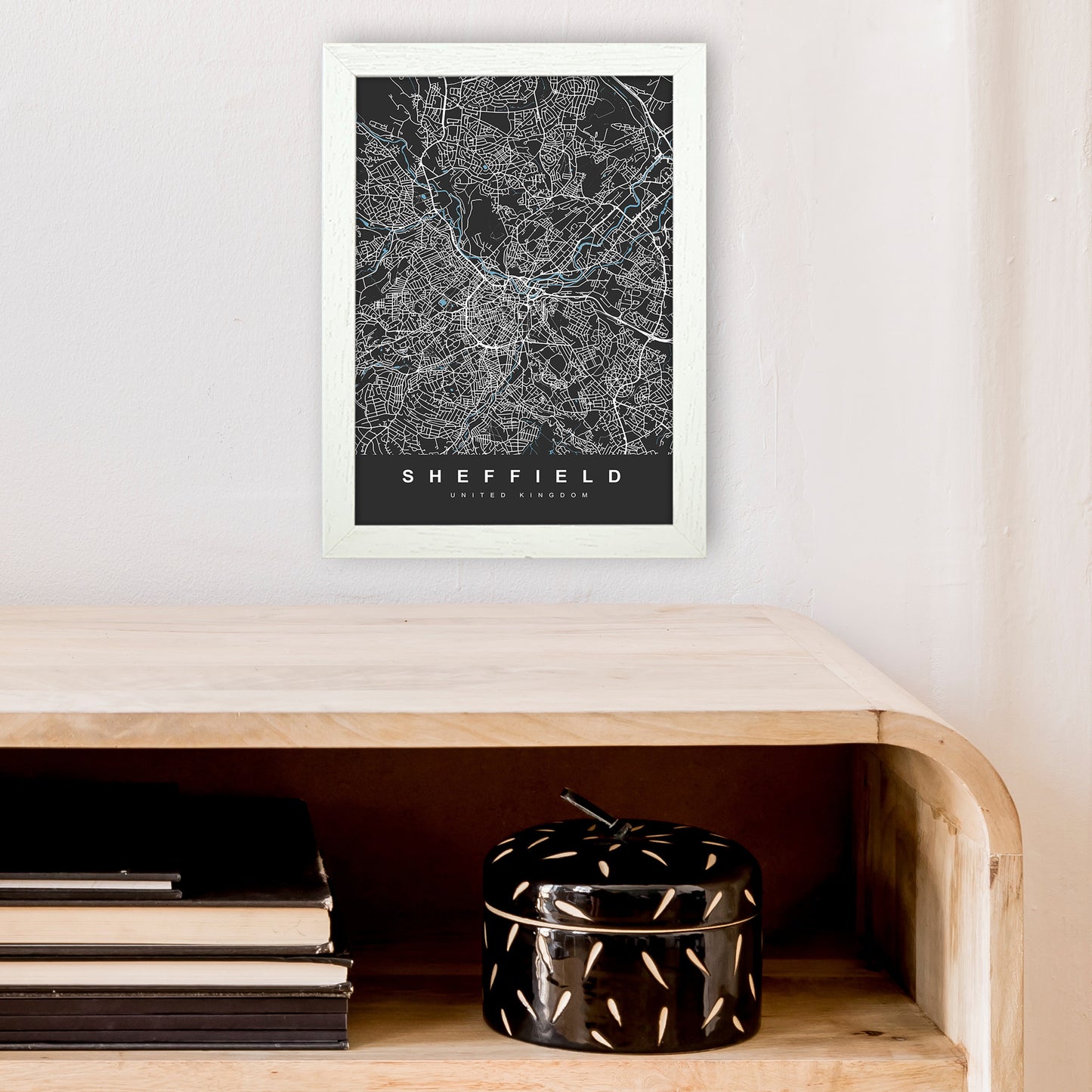 Sheffield III Art Print by UrbanMaps A4 Oak Frame