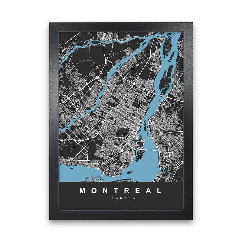 Montreal Art Print by UrbanMaps Black Grain