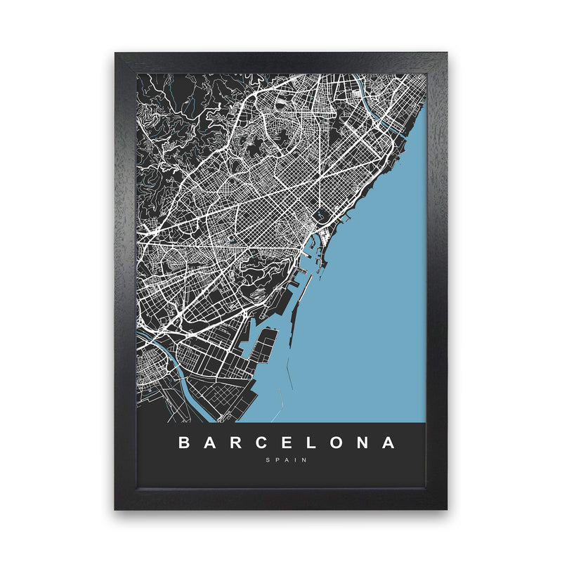 Barcelona Art Print by UrbanMaps Black Grain