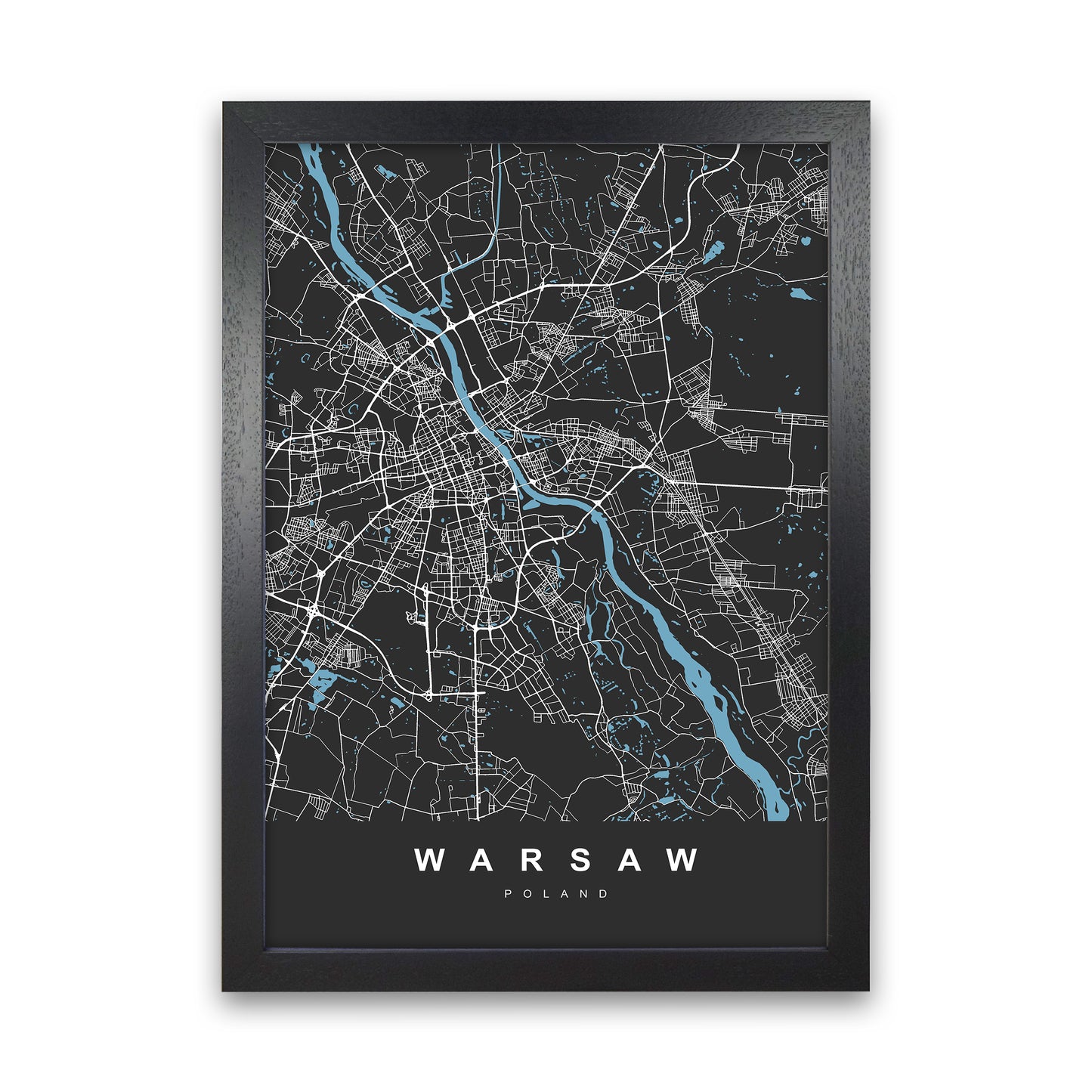 Warsaw Art Print by UrbanMaps Black Grain