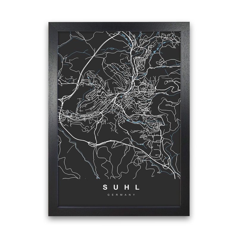 Suhl Art Print by UrbanMaps Black Grain