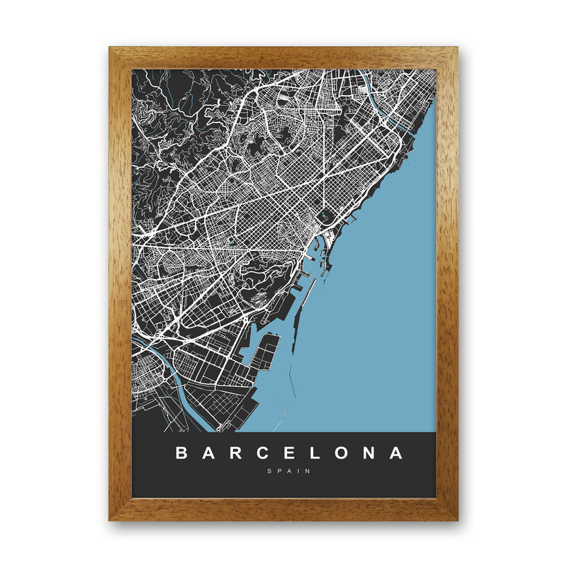 Barcelona Art Print by UrbanMaps Oak Grain