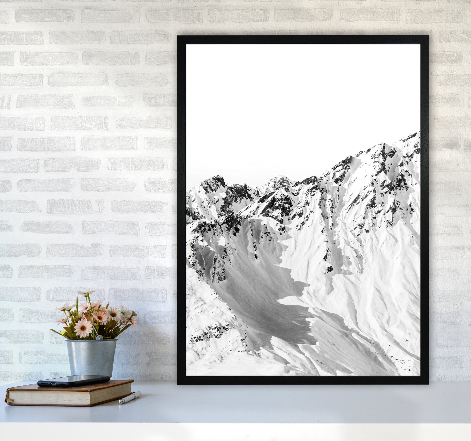 Mountains Edge Photography Print by Victoria Frost A1 White Frame