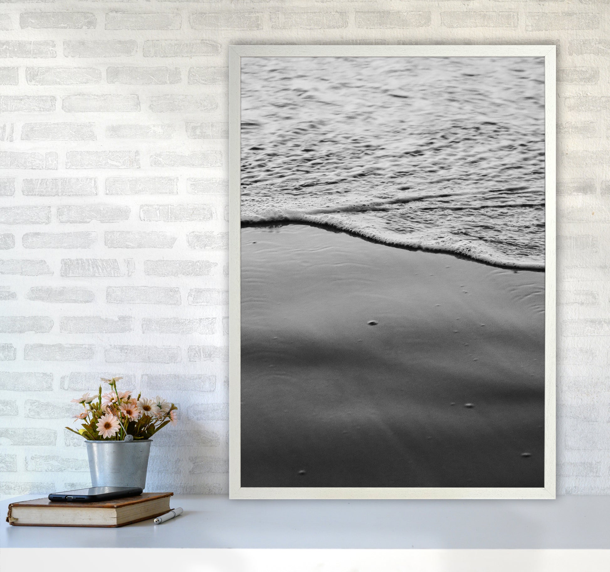 Sea Foam Photography Print by Victoria Frost A1 Oak Frame