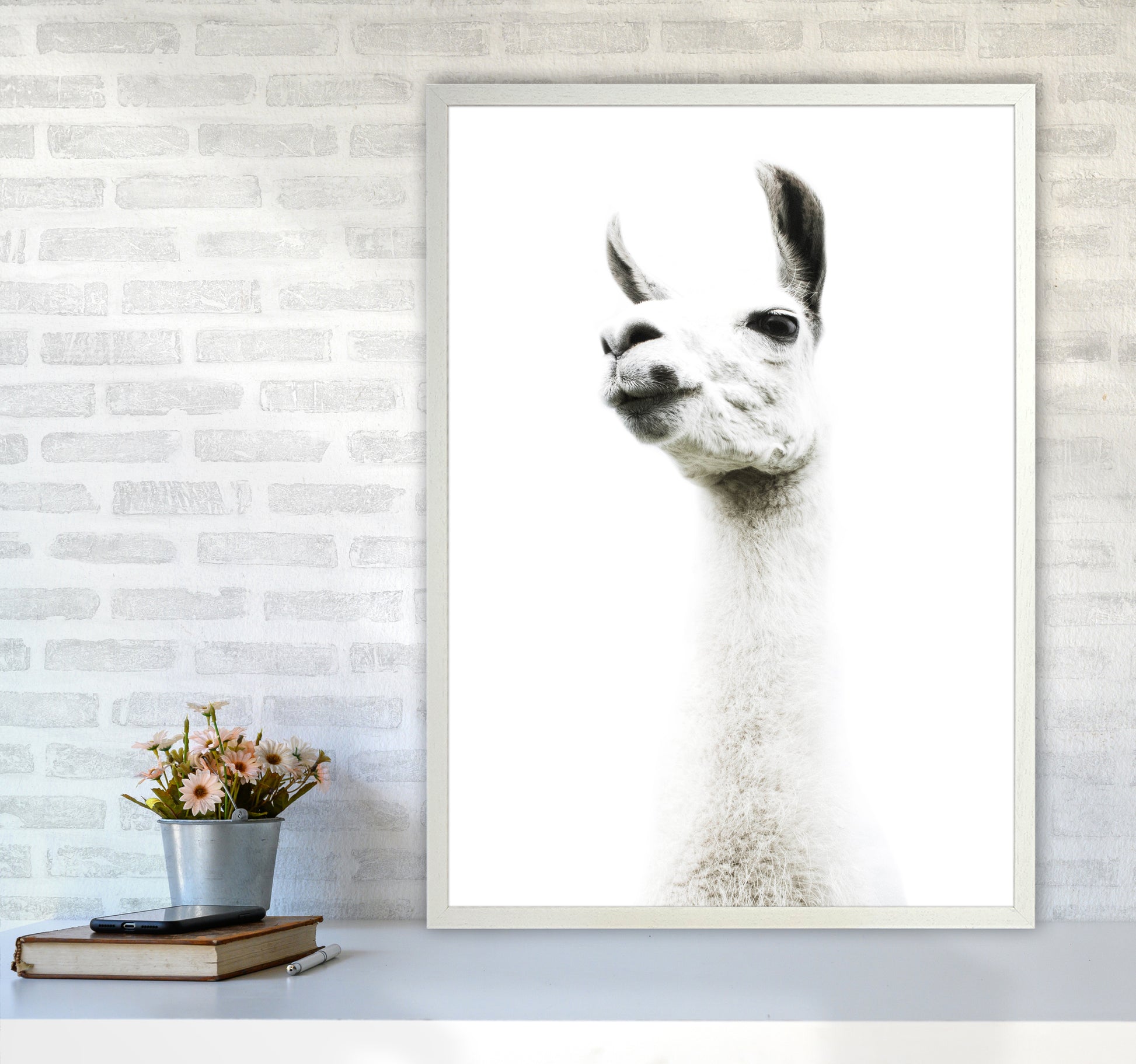 Llama II Photography Print by Victoria Frost A1 Oak Frame