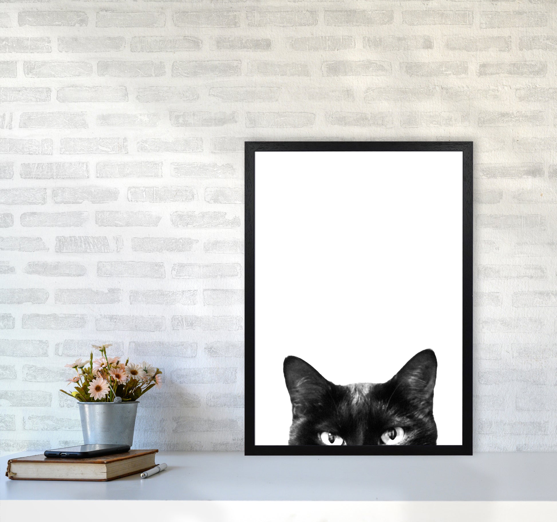 Black Cat Photography Print by Victoria Frost A2 White Frame