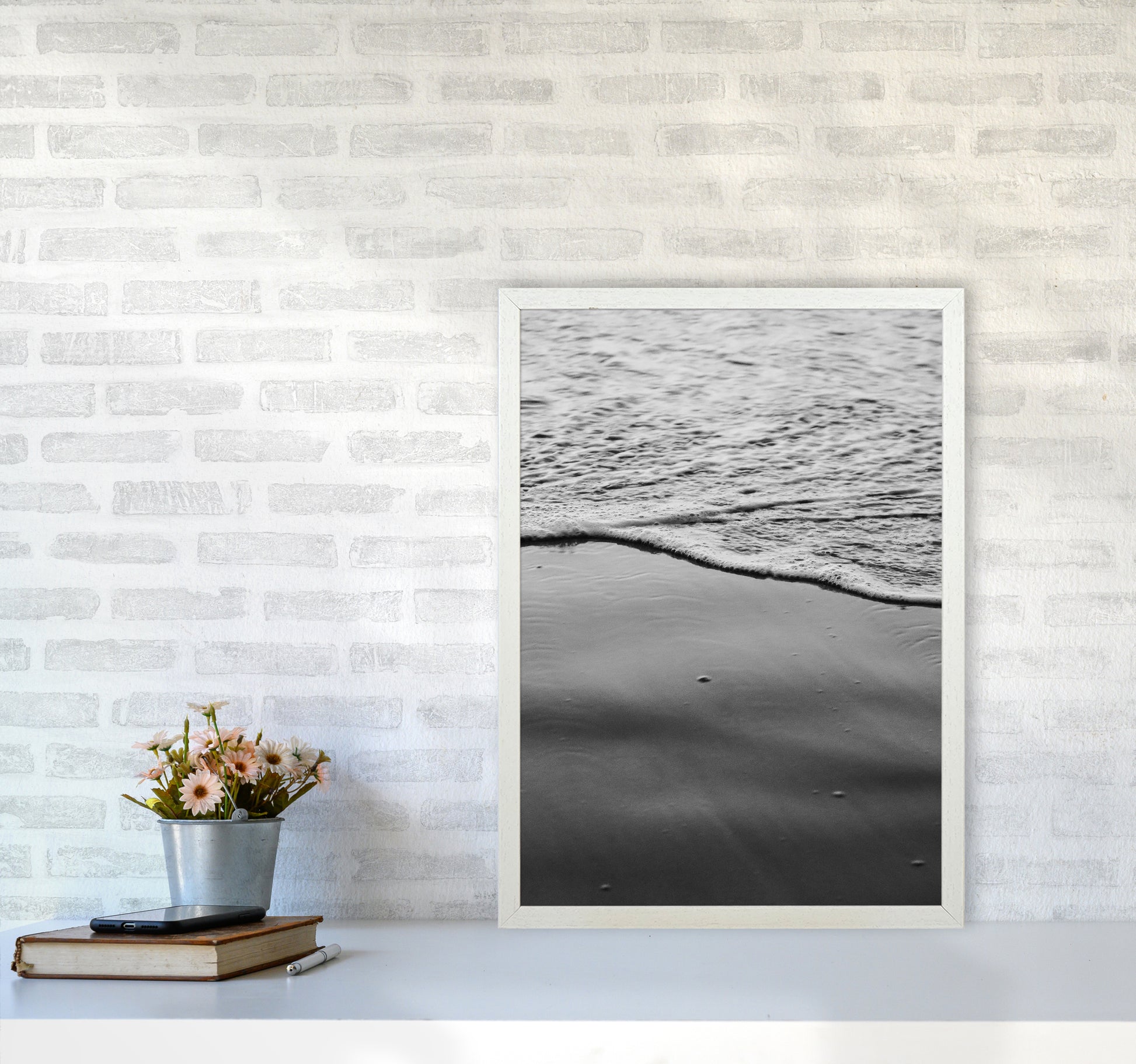 Sea Foam Photography Print by Victoria Frost A2 Oak Frame