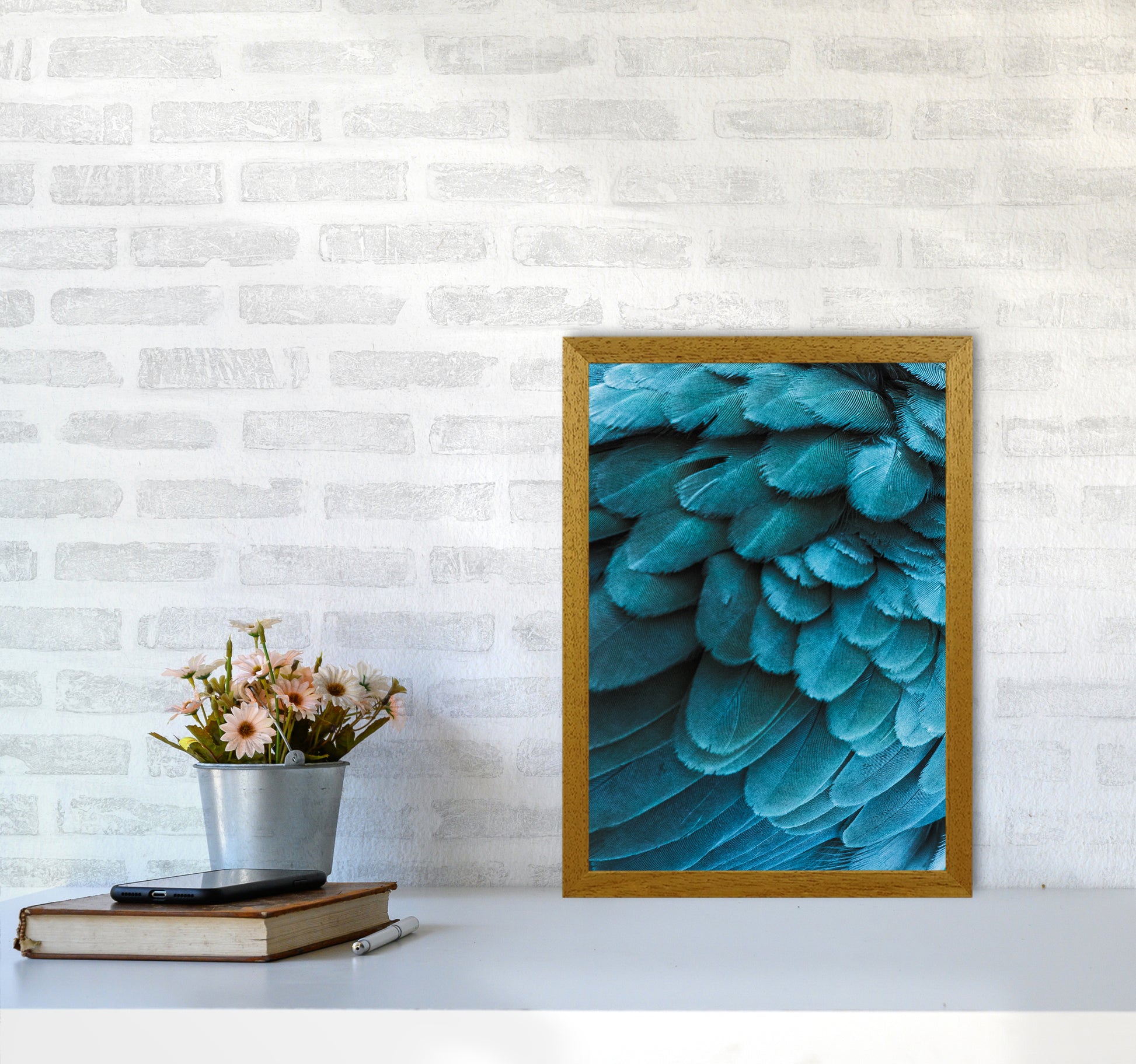 Blue Feathers Photography Print by Victoria Frost A3 Print Only