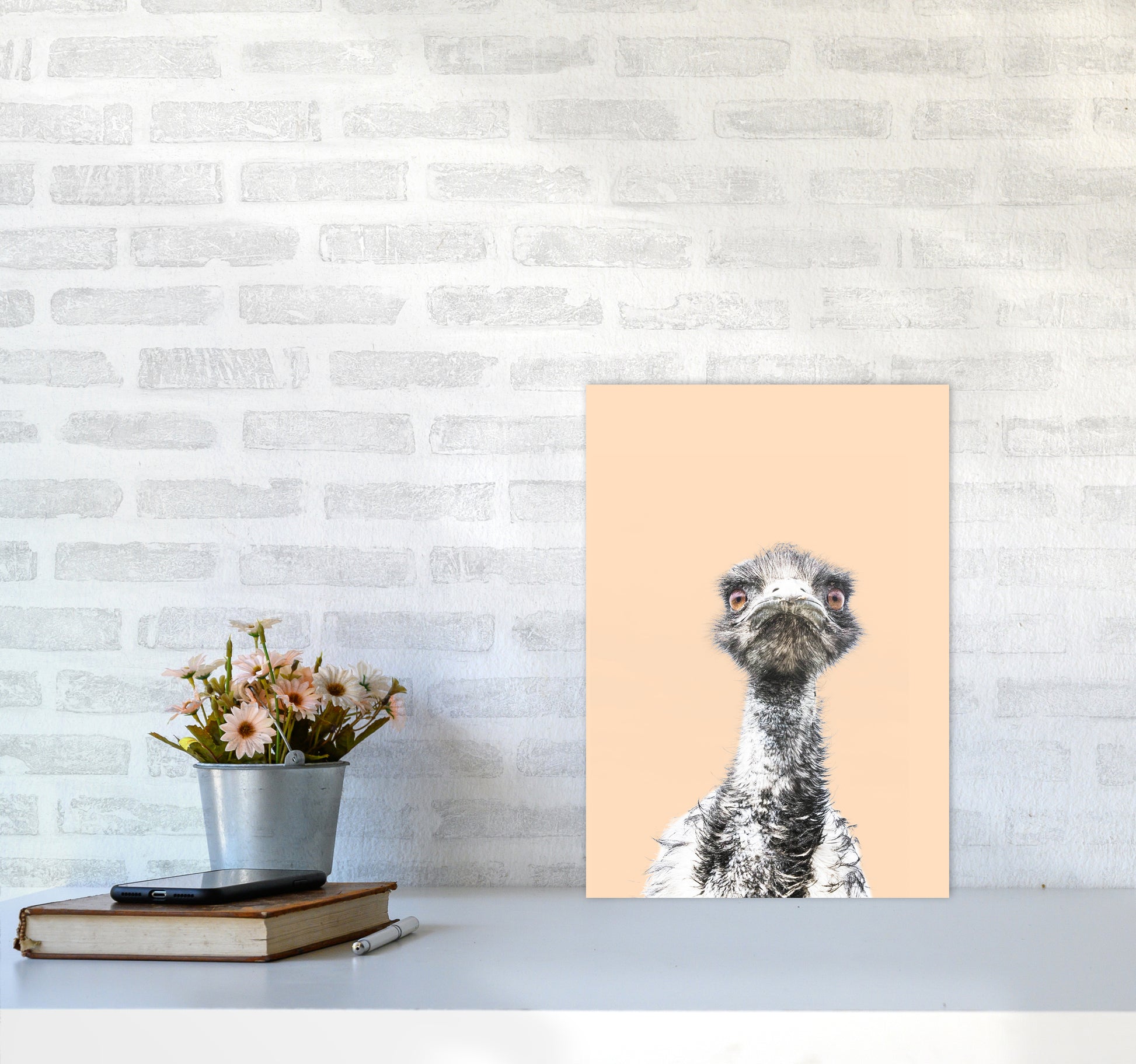 Orange Emu Photography Print by Victoria Frost A3 Black Frame