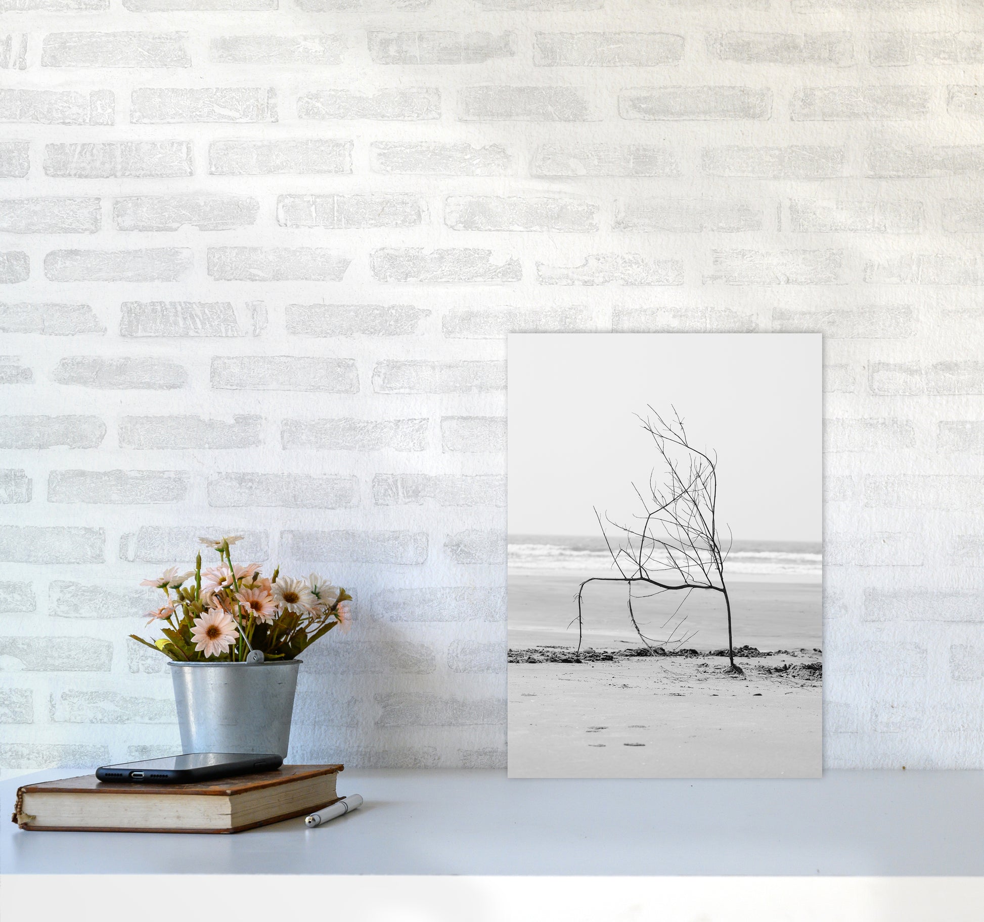 Beach Sculpture Photography Print by Victoria Frost A3 Black Frame