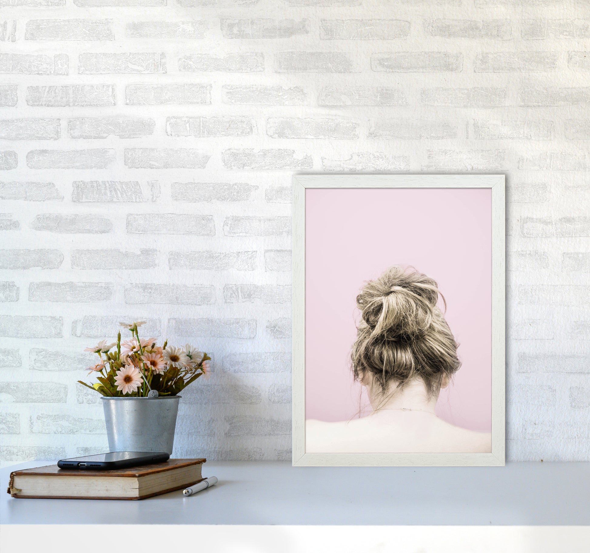 Pink Francesca Photography Print by Victoria Frost A3 Oak Frame