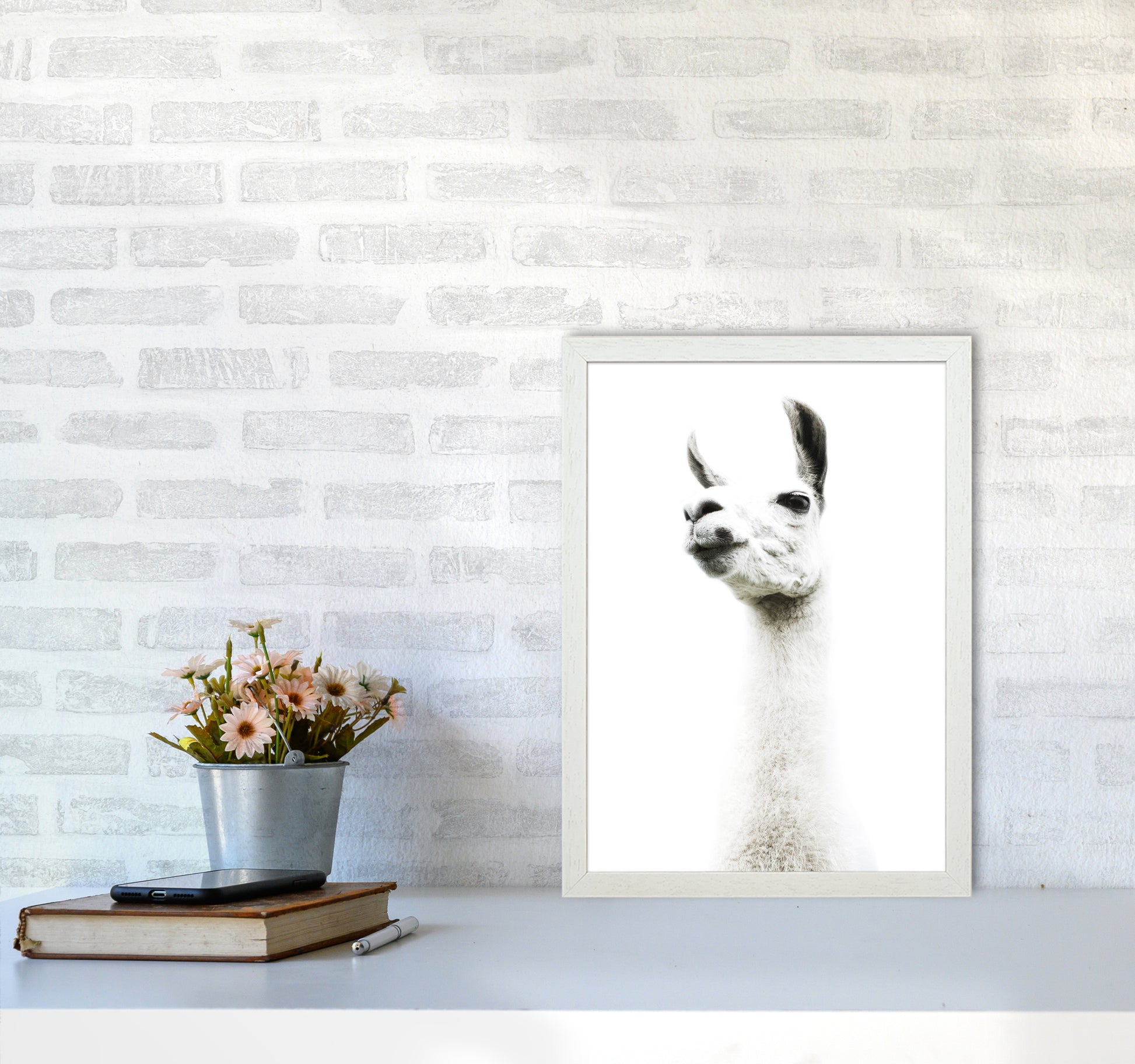 Llama II Photography Print by Victoria Frost A3 Oak Frame