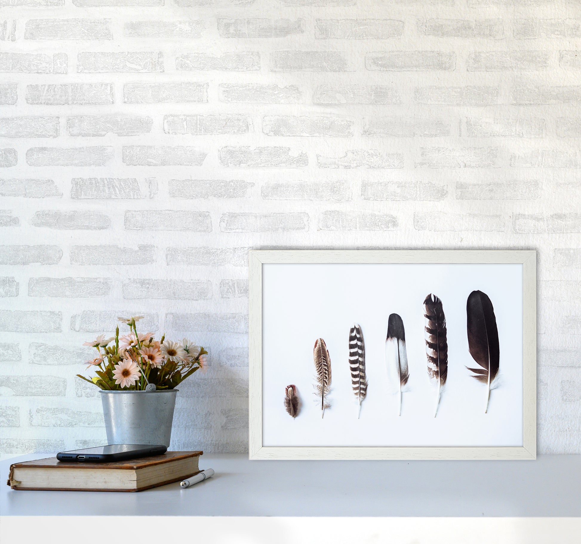 Feathers II Photography Print by Victoria Frost A3 Oak Frame
