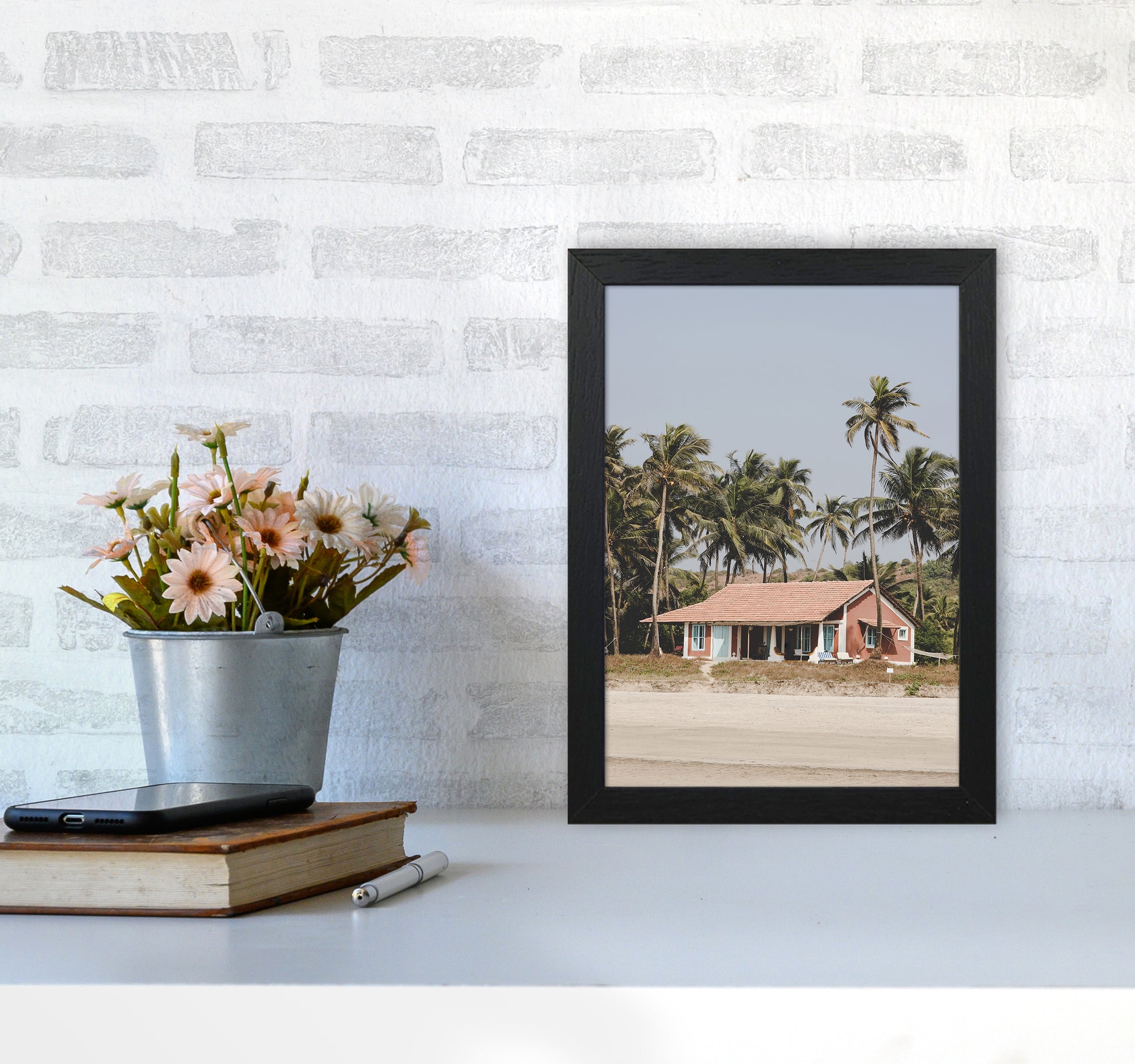 Beach House Photography Print by Victoria Frost A4 White Frame