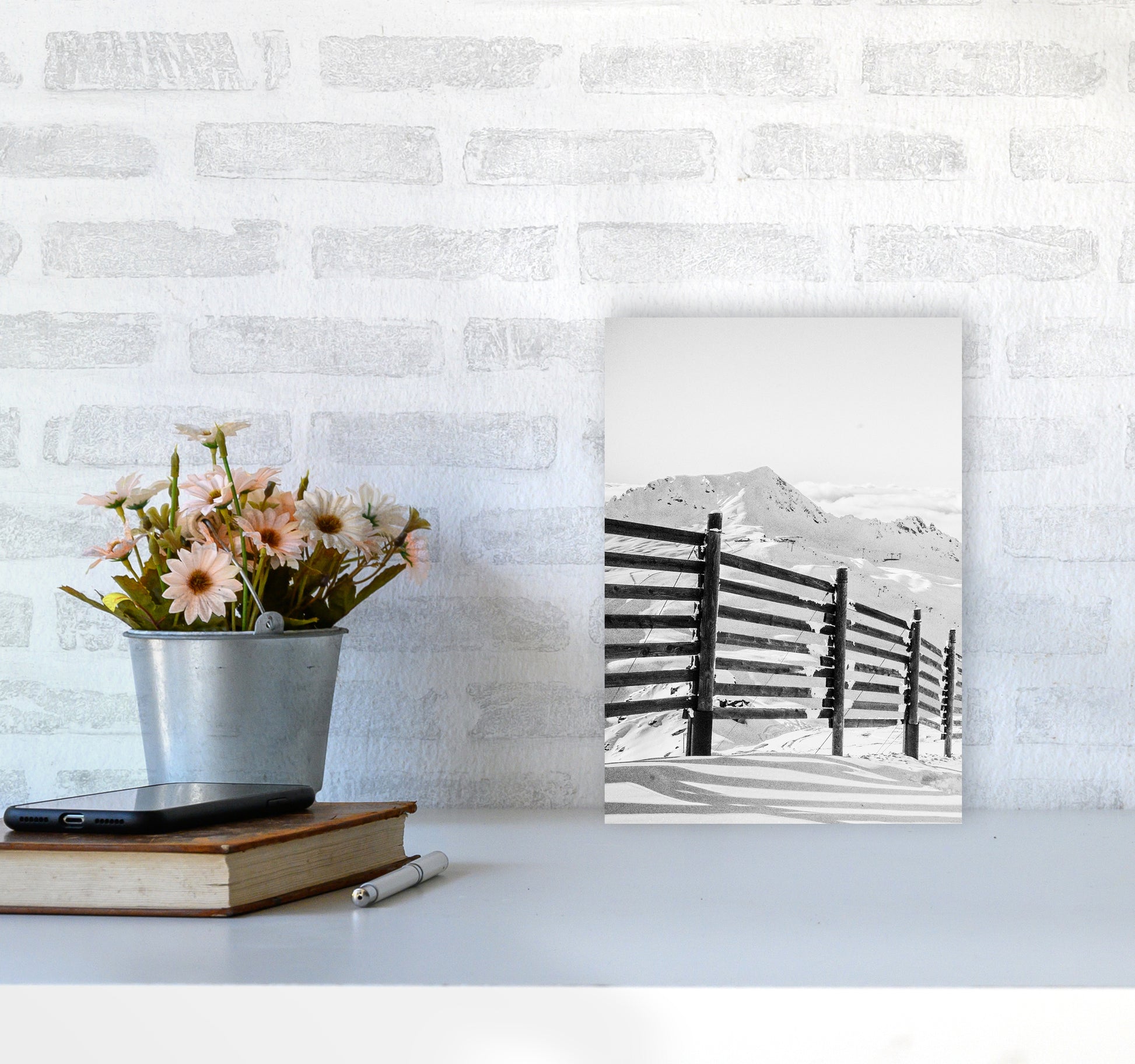 Going down the Mountain Photography Print by Victoria Frost A4 Black Frame