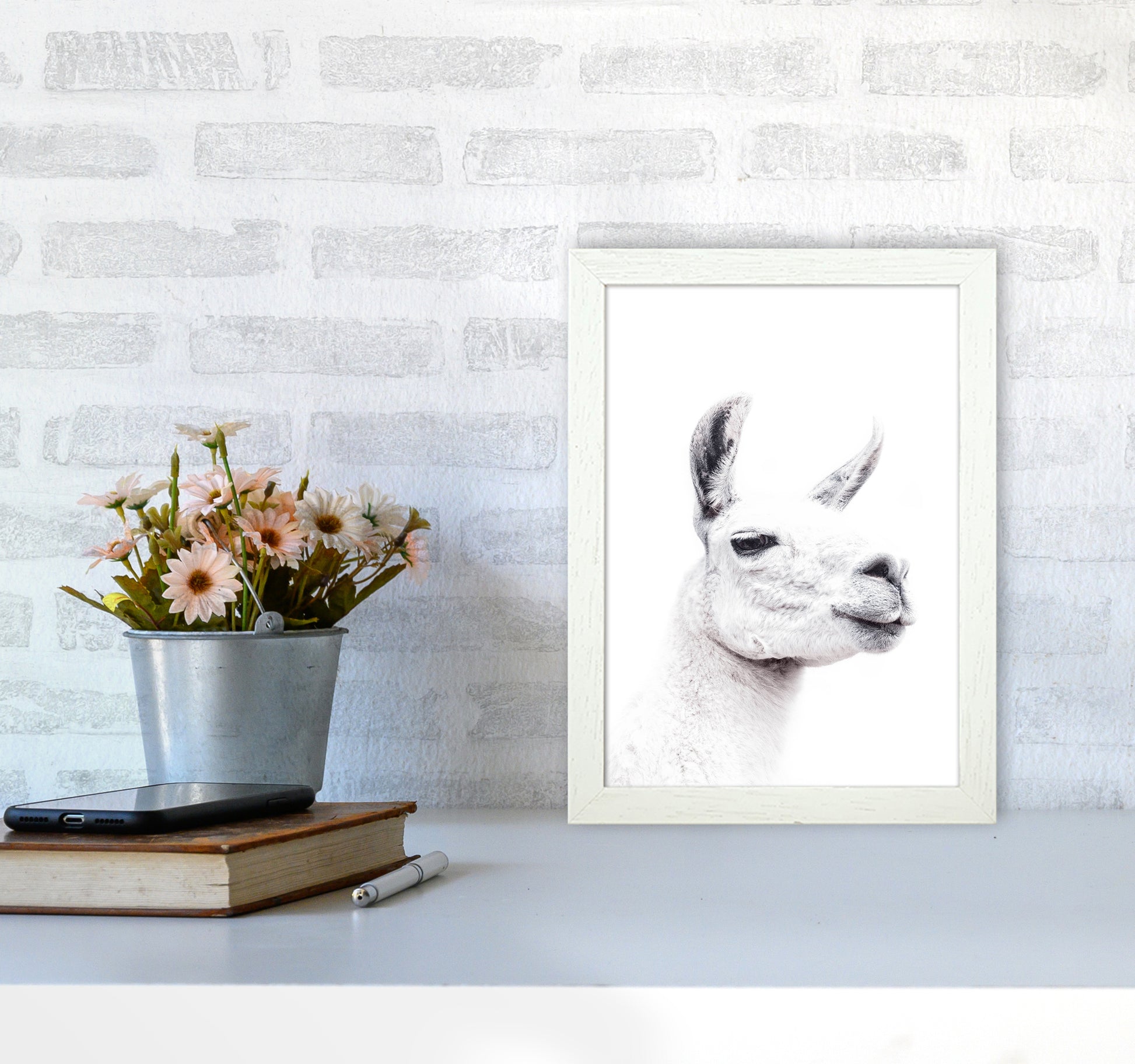 Llama I Photography Print by Victoria Frost A4 Oak Frame