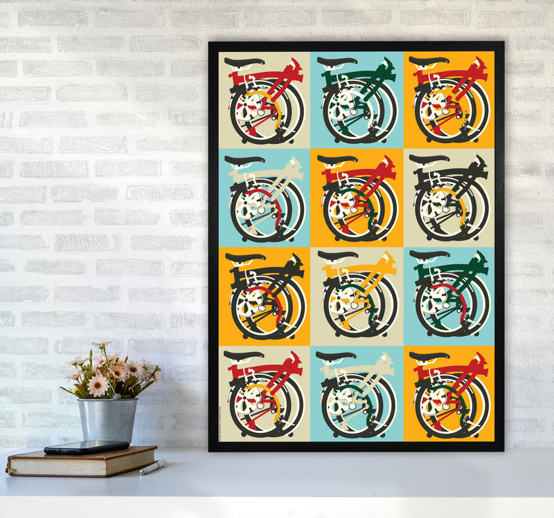 Brompton 2 Cycling Art Print by Wyatt9 A1 White Frame