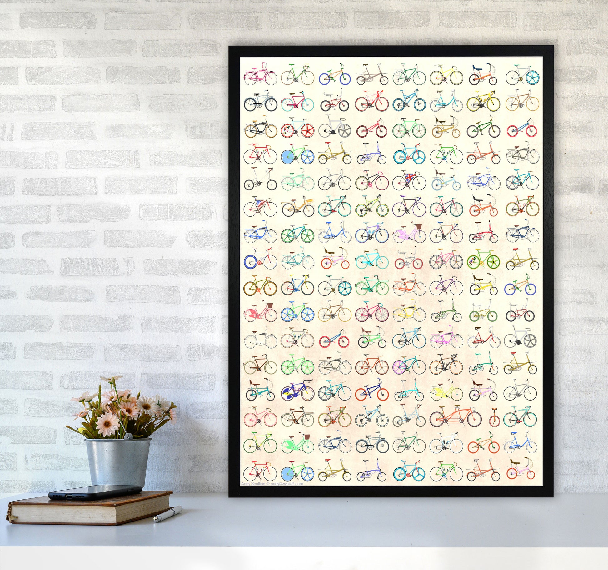 FAVE Cycling Art Print by Wyatt9 A1 White Frame