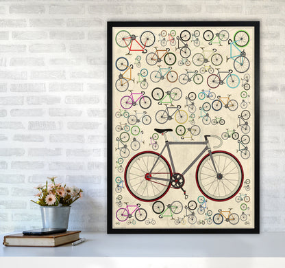 Fixie Cycling Art Print by Wyatt9 A1 White Frame