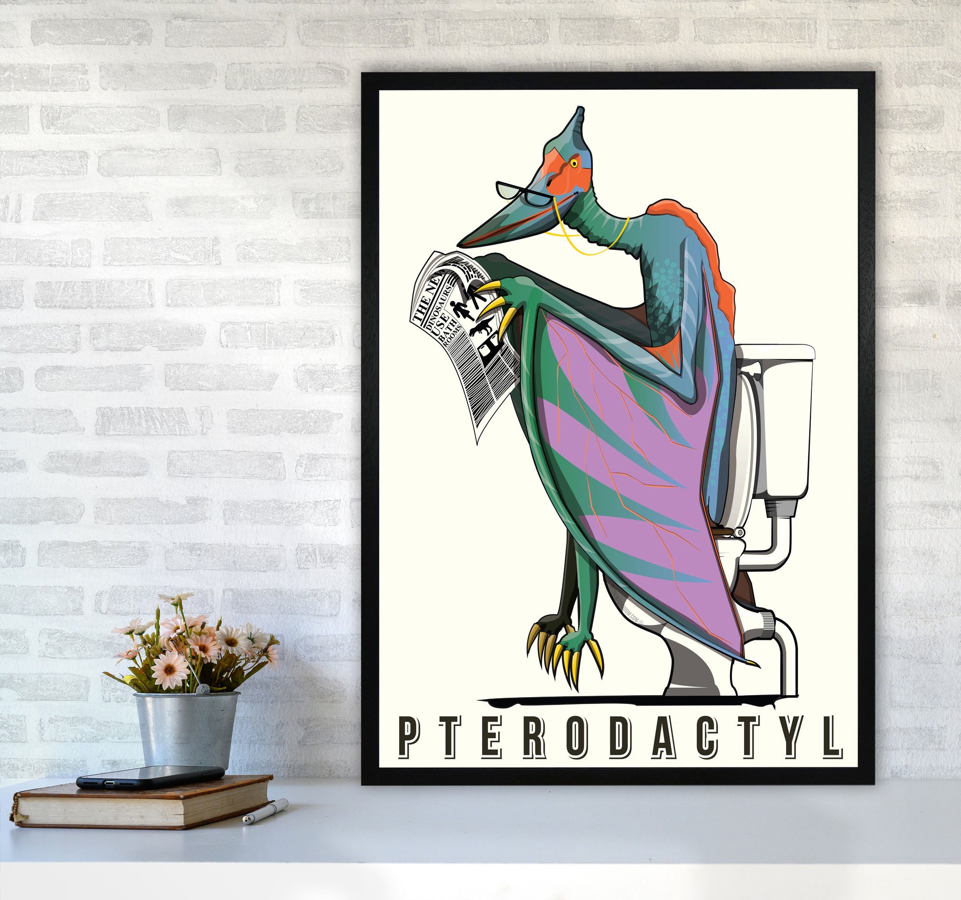 Flying Dino by Wyatt9 A1 White Frame