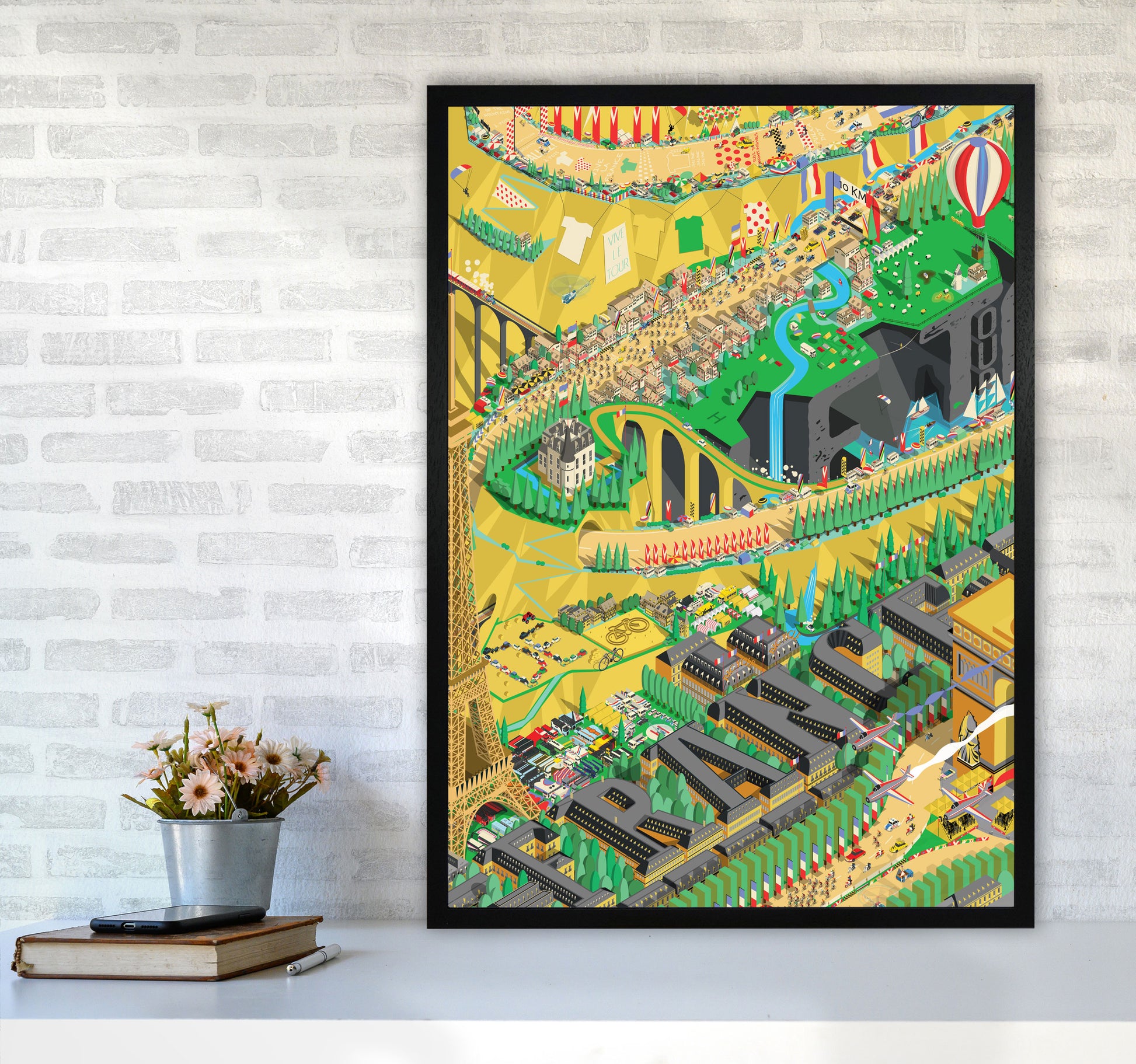 Isometris TDF Cycling Print by Wyatt9 A1 White Frame