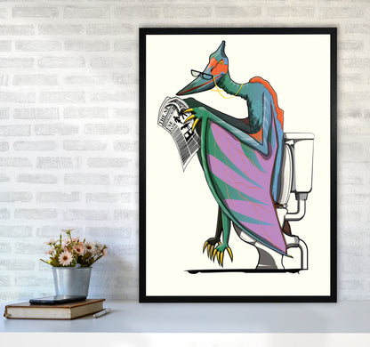 Pterodactyl Bathroom Print by Wyatt9 A1 White Frame